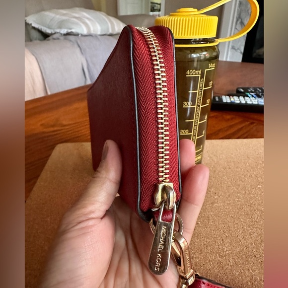 Michael Kors Leather Full Zip Around Wallet & Wrislet, Red, Large - Picture 4 of 15